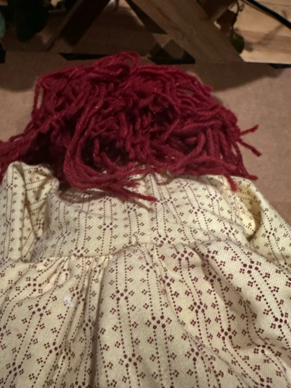Vintage Tender Heart Treasures Rag Doll with Red Yarn Hair